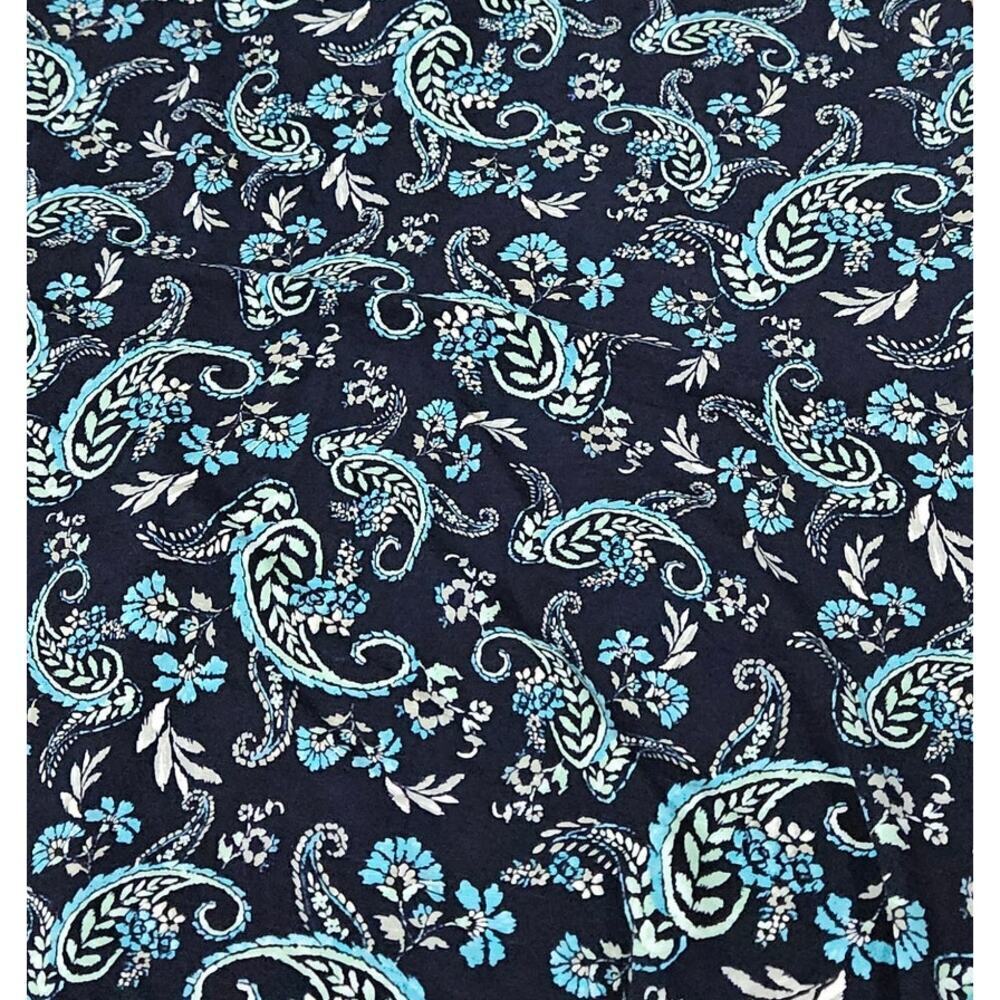 J. Jill Pleated V-Back Maxi Dress Blue Floral Paisley Small Cap Sleeves Stretch - Picture 4 of 7